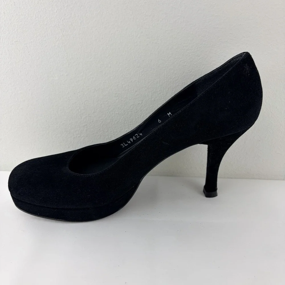 Stuart Weitzman‎ Black Suede Platform Pumps Womens 6M Classic Heels